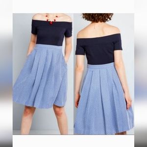 ModCloth Double the Lovely A-Line Dress Size XXS Navy